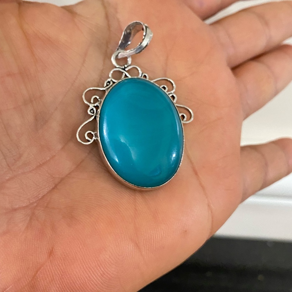 925 silver pendant with Amazonite cabochon